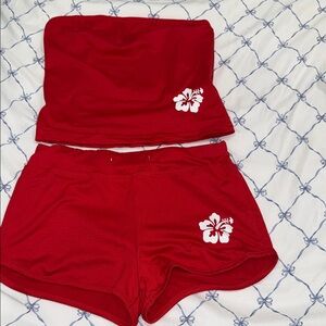 Red 2 piece with Floral Design